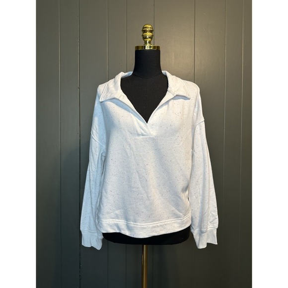 Colsie Sweaters - Colsie Cozy Colorful Speckled Lightweight Cropped Pullover Sweater White L Large